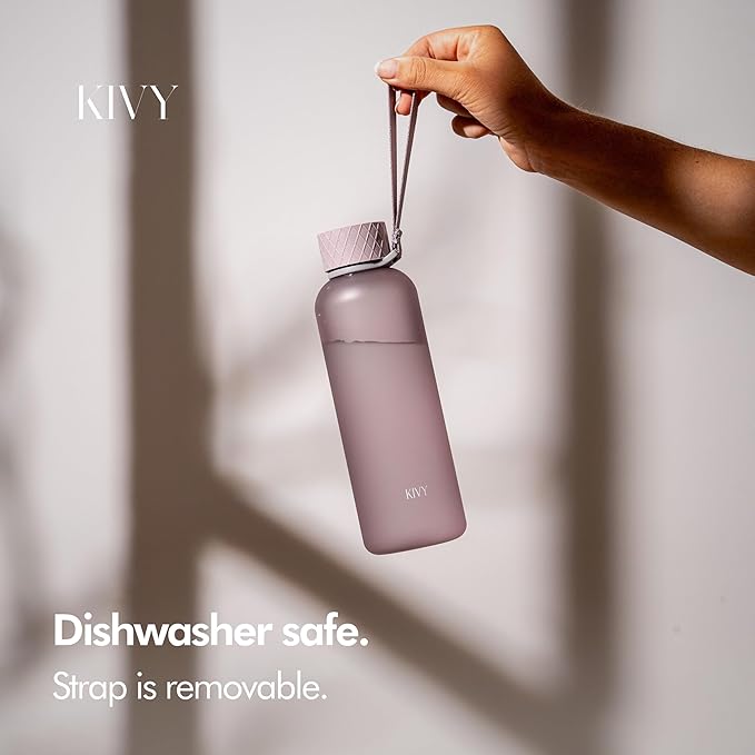 KIVY Lightweight Tritan Water Bottle 22oz [Leakproof & Shatterproof] Slim 22 oz Water Bottle screw top - Reusable water bottle no straw - Cute water bottle slim - Aesthetic water bottles-FlexoryFit