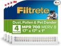 Filtrete 17x17x1 AC Furnace Air Filter, MERV 8, MPR 700, Tough on Pollen, Easy on Airflow, 3-Month Pleated 1-Inch Electrostatic Air Cleaning Filter, 4-Pack (Actual Size 16.687 x 16.687 x 0.81 in)