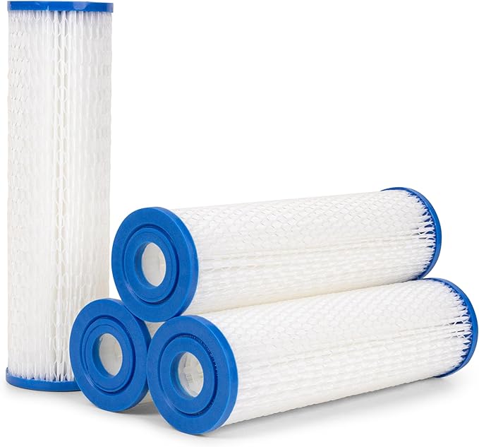 Cold Plunge Water Filter Cartridges, 50 Micron Sediment Filters, 10” Universal Fit (2.5” x 10”), Compatible with Cold Plunge Tubs, Under Sink & Whole House Systems, Pack of 4