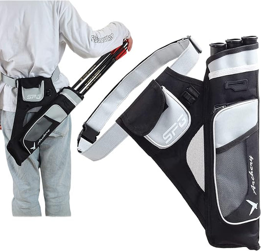 SOPOGER Archery Hip Quiver for Arrows - 3 or 4 Tube Bow Belt Quiver Waist Hanged for Youth Teens Adults Compound Bow Recurve Bow Target Shooting