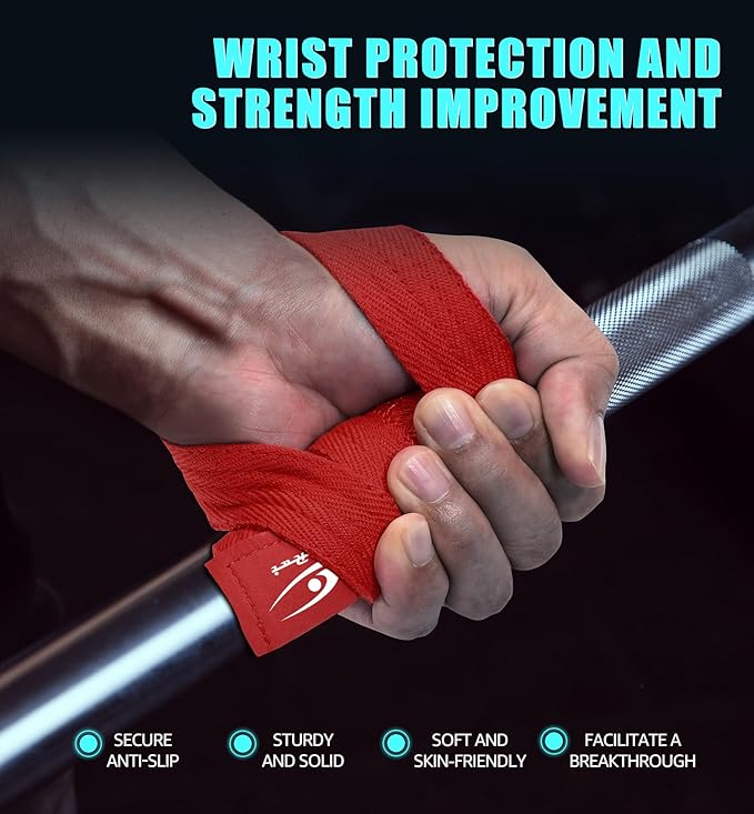 HiRui Cotton Lifting Wrist Straps (Pair) for Weightlifting Powerlifting Bodybuilding Strength Training | Wrist Support Wraps for Enhanced Grip & Stability - Soft & Durable, 13 inch Fits All-FlexoryFit