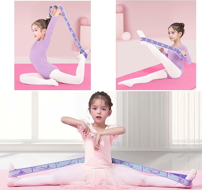 2pcs Stretch Strap for Kids,Elastic Yoga Stretching Strap with Loops, Multi-Loop Adjustable Exercise Stretching Bands，Stretching Resistance Ballet Bands for Dance, Latin, Gymnastics Exercis -8Loops-FlexoryFit