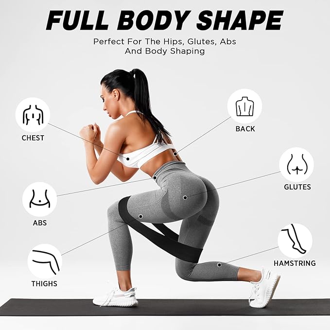 12 Pcs Fabric Resistance Bands for Working Out Booty Workout Stretch Exercise Bands Non Slip for Legs Squat Resistance Loop for Women Men Starter Butt Hip Thigh Fitness-FlexoryFit