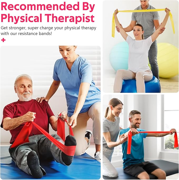 Resistance Bands for Working Out, Exercise Bands for Physical Therapy, Stretch, Recovery, Pilates, Rehab, Strength Training and Yoga Starter Set-FlexoryFit