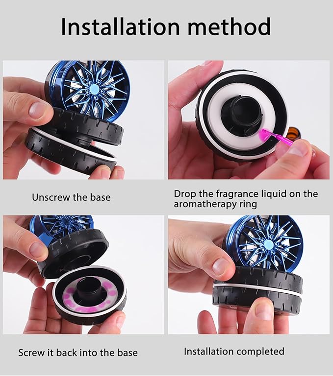Car Air Freshener,Solar Powered Tires Scents Diffuser,Fashion Automotive Interior Decoration Accessories Purifiers for Car and Home Aromatherapy Dashboard (Silver, 10 * 8 cm)