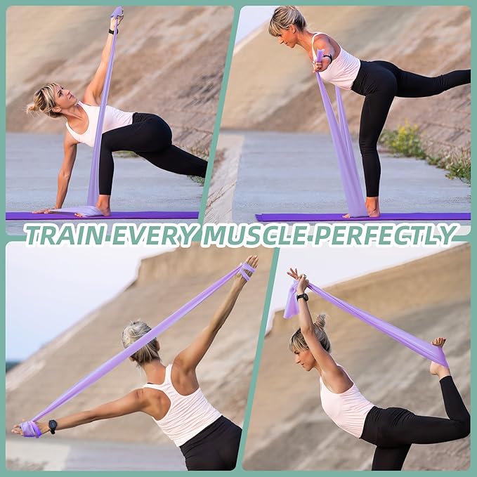 Stretch Bands for Exercise, 5 Levels Resistance Bands for Working Out, Exercise Bands for Physical Therapy, Pilates, Rehab, Stretch, Strength Training and Yoga Starter Set-FlexoryFit