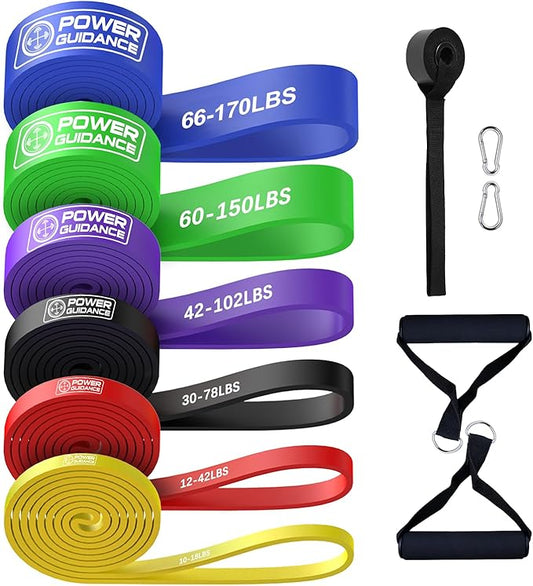 POWER GUIDANCE Resistance Bands, Set of 5 Pull Up Bands, Pull Up Assistance Bands, Exercise Bands, Resistance Bands Set for Legs, Working Out, Muscle Training, Physical Therapy, Shape Body-FlexoryFit