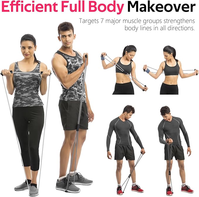 Figure 8 Fitness Resistance Bands with Handles - Exercise Tube Band Set of 3 for Arm and Shoulder Stretch, Rope 8 Word Elastic for Women and Men-FlexoryFit