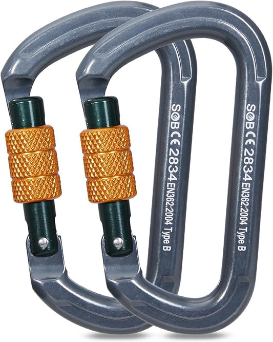 SOB Auto Locking Climbing Carabiner Clips,Heavy Duty Asymmetrical Carabiner Connector Used for Rappelling Gear Rescue Outdoor Projects Dog Leash