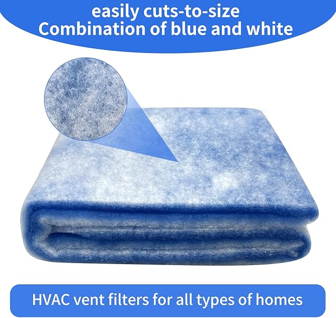 Air Vent Filters, 10"x90" Cut to Fit Air Filter Material,MERV 8 Reusable 3-Layer Air Vent Filter for Home Floor, Grilles, Ceiling, HVAC Furnace Vents, With Adhesive Tape