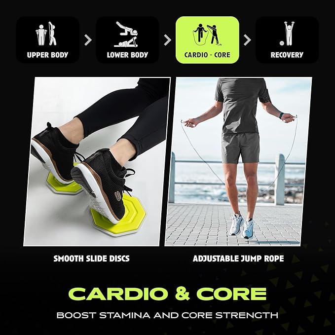 Ex Kit Home Gym Equipment with Carry Bag - 10Pcs Resistance Bands Kit with Handles, Door Anchor, Jump Rope, Booty Bands & More – Full Body Workout Bands Set for Strength, Cardio & Flexibility-FlexoryFit