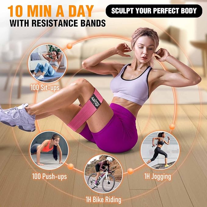Fabric Resistance Bands for Working Out - Exercise Bands for Women and Men, Booty Bands for Legs and Glute, Yoga, Pilates, Rehab, Fitness and Home Workout-FlexoryFit