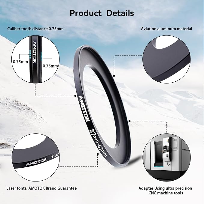 37mm Lens to 67mm Camera Lens Adapter, 37mm to 67mm Filter Step-up Ring Adapter - Image 3