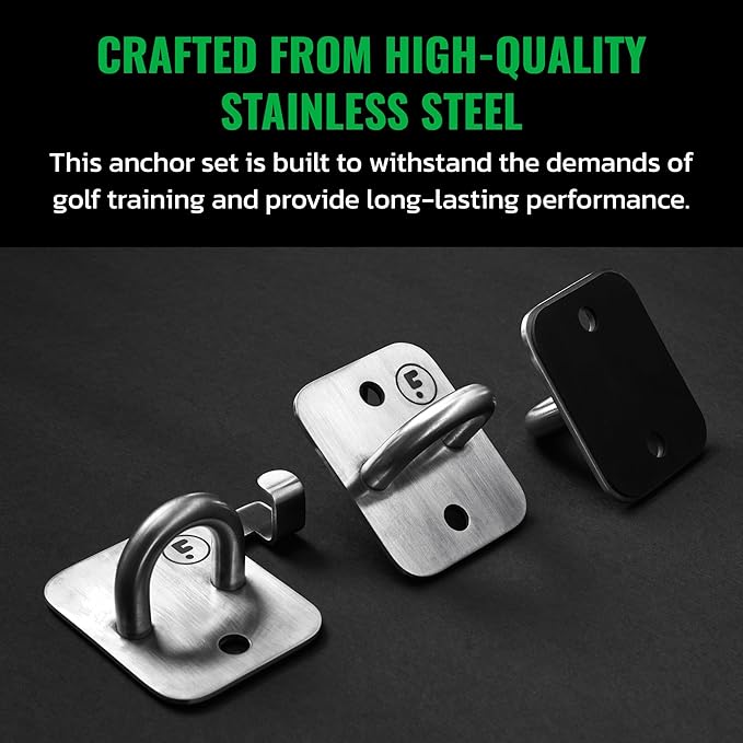 GolfForever Wall Anchor Set Proven by Golfer Scottie Scheffler | Golf Swing Training Wall Anchor Point | Premium Golf Training Workout Exercise Equipment to Expand Movements | 3-Pack | 6 Lag Screws-FlexoryFit