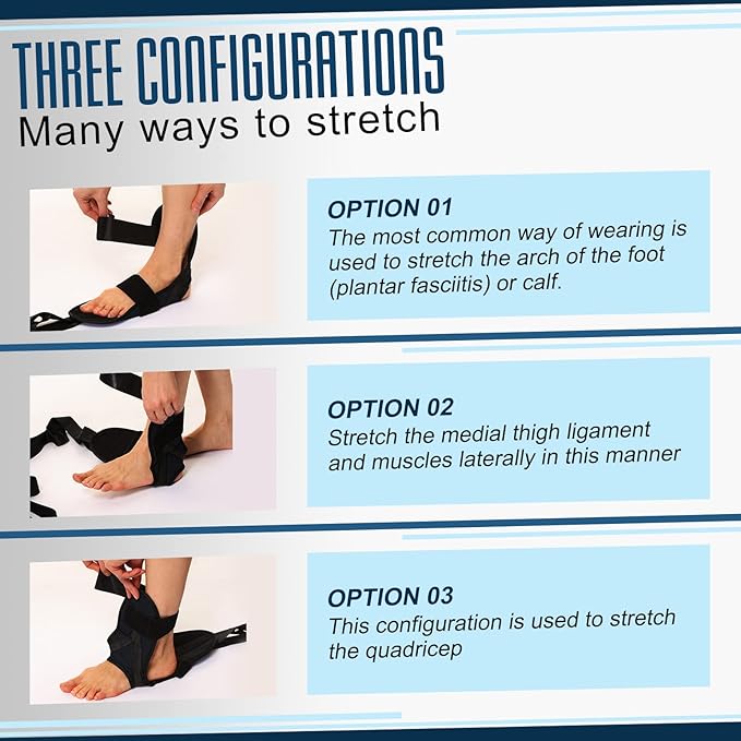 Foot and Calf Stretcher for Plantar Fasciitis, Achilles Tendonitis, Heel Spurs, Drop Foot. Yoga Stretching Strap for Leg, Thigh and Hamstring (Black)-FlexoryFit
