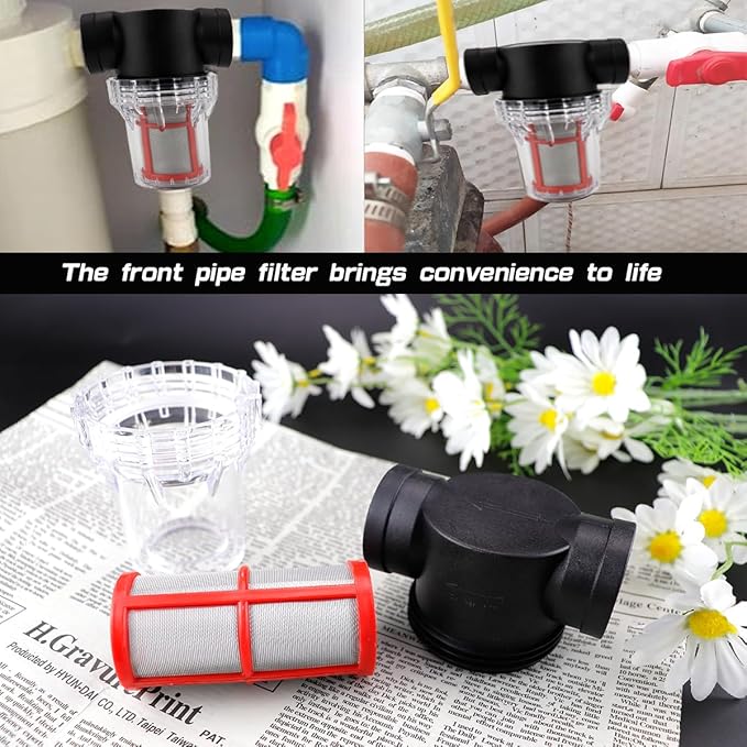 Garden Pond 1 inch Mesh Strainer Water Pump Filter Thread Inline Filter Strainer High Pipeline Filter for RV,Outdoor Gardening,Pressure Washer（200 Mesh）