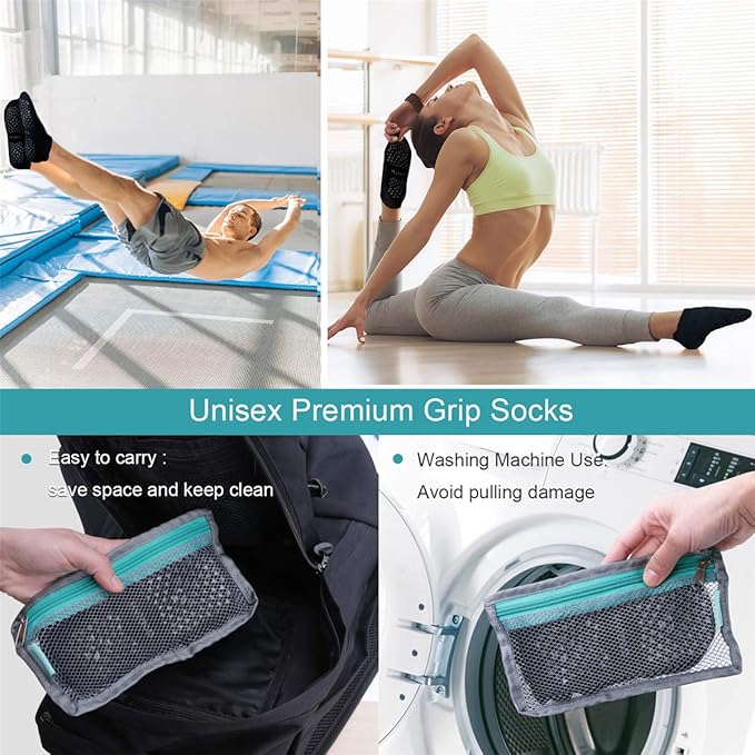 Hylaea Unisex Non Slip Socks with Grip for Yoga, Hospital, Pilates, Barre | Ankle, Cushioned-FlexoryFit