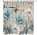 Teal Blue Tulips Living Room Curtains 96 Inch Length, Window Curtains Tab Top by Unknown