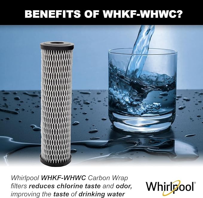 Whirlpool CTO Carbon Wrap Water Filter WHKF-WHWC, Full Case of 24 Filters, NSF Certified 5-Micron Reduces Sediment, Chlorine Taste & Odor for Whole House Filtration or Undersink Drinking System