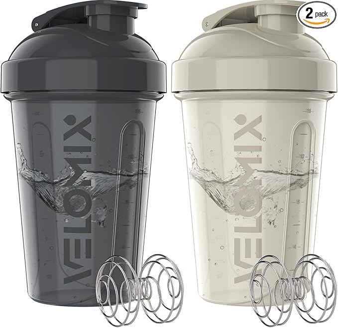 '-2 Pack- 20 oz Protein Shaker Bottles for Protein Mixes - 2x Wire Whisk | Leak Proof Shaker Cups for Protein Shakes and Pre Workout | Protein Shaker Bottle Pack-FlexoryFit