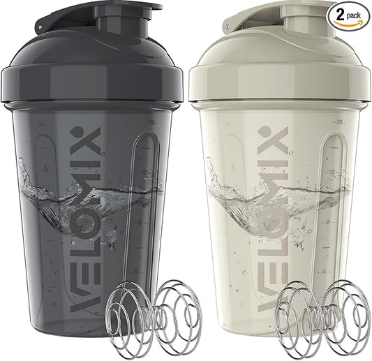 '-2 Pack- 20 oz Protein Shaker Bottles for Protein Mixes - 2x Wire Whisk | Leak Proof Shaker Cups for Protein Shakes and Pre Workout | Protein Shaker Bottle Pack-FlexoryFit