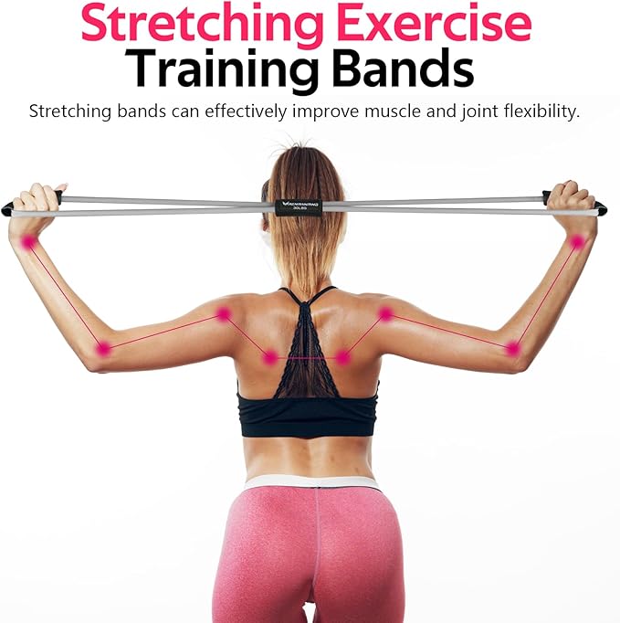 Figure 8 Fitness Resistance Bands with Handles - Exercise Tube Band Set of 3 for Arm and Shoulder Stretch, Rope 8 Word Elastic for Women and Men-FlexoryFit