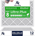 MervKing 20x25x2 Air Filter Actual Size: 19.7" x 24.7" x 1.75" MERV 8 MPR 600-700 | MADE IN USA | 12-Pack | Pleated HVAC AC Furnace Replacement