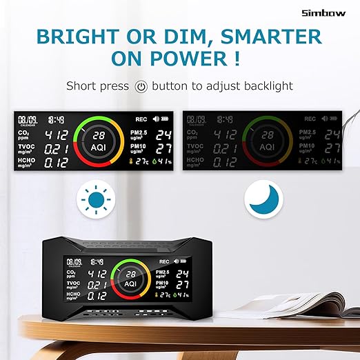 8-in-1 Air Quality Monitor Indoor, CF-20 Portable Air Quality Tester CO2 Monitor (PM2.5, PM10, CO2, VOC, Formaldehyde, Humidity, Temp) Wildfire Protection Long Battery Life & Real-Time Data