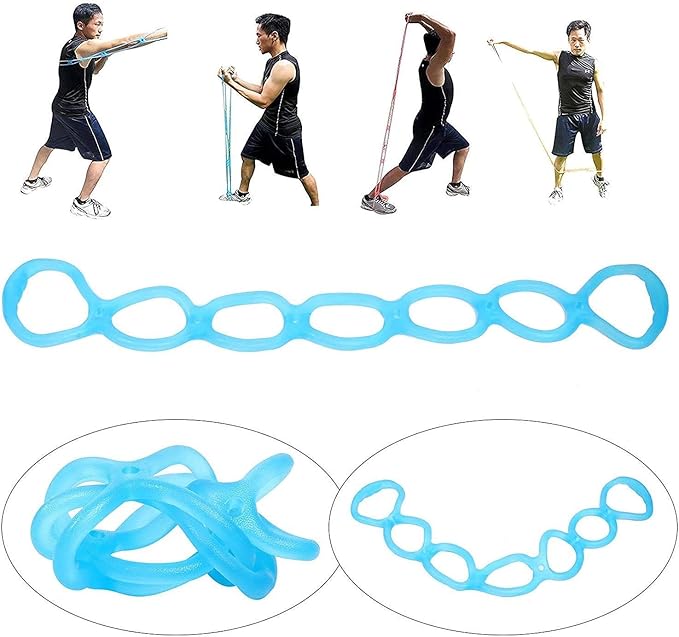 7 Rings Stretch Exercise Band, Portable Silicone Elastic Resistance Band Pilates Flexbands Yoga Stretching Strap Physical Therapy Rehab Belt, Home Gym Workout Equipment for Full Body Exercise-FlexoryFit
