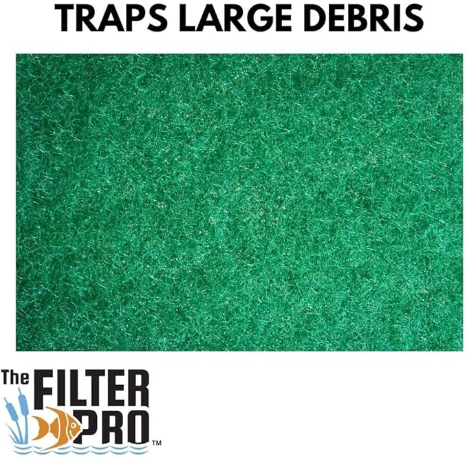 Green Coarse Filter Media, 2" Thick, 28" x 72" Roll, Perfect for Aquariums, Ponds or Water Gardens, Made in USA