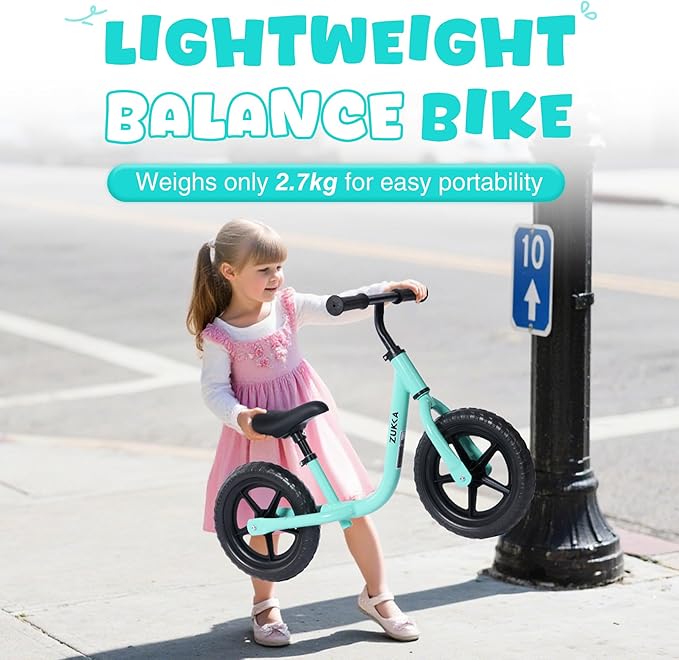 12 inch Toddler Balance Bike Adjustable Handlebar & Seat Anti-Slip Grip Suitable for 2-5 Years Old with Footrest Lightweight for Tolddlers Boys Girls Multiple Colors to Choose-FlexoryFit