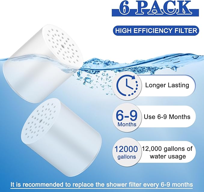 15 Stage Shower Filter,Replacement Shower Cartridge Filter with Vitamin C, Shower Head Replacement Filter for Hard Water 6 Pack by Cenipar