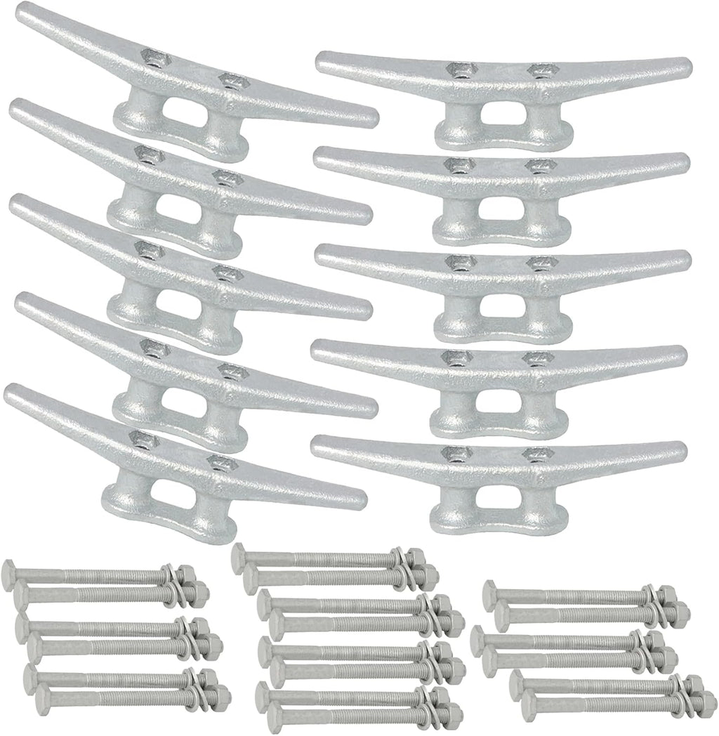 6/8/10/12/14 inch Dock Cleats With Bolts,Hot Dipped Galvanized Cast Iron Boat Cleats,Rope Cleat Boat Dock Cleats for Boat Docks,Decks,Piers for Tying up Boats,Marine Decor(1,2,4,5,6,8,10,12 Pack)