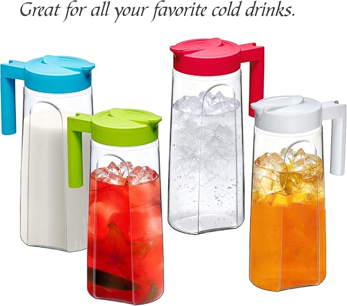 Amazing Abby - Slim - Tritan Pitcher (64 oz), Unbreakable Plastic Water Pitcher with Lid, BPA-Free, Heat-Resistant, Dishwasher-Safe, Great for Both Iced and Hot Drinks, Indoors and Outdoors, Green