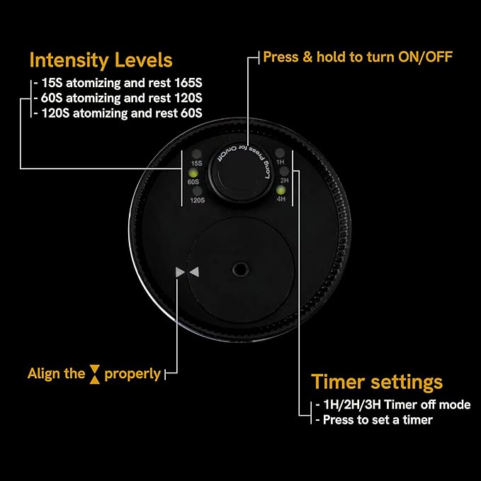 BlueHills Waterless Diffuser Cordless Car Essential Oil Aromatherapy Large Room Portable USB Travel Battery Operated Hotel Home Premium Mini Traveling Diffuser J03 Black