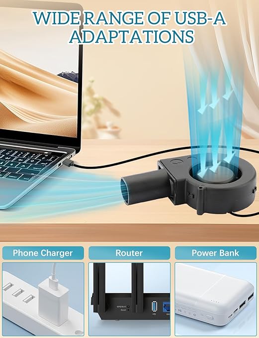 USB Blower Fan 97mm x 33mm 5V Cooling DC Brushless Centrifugal Fan with Tube 3 Speed for Electronics Computer 3D Printer Receiver Cabinet