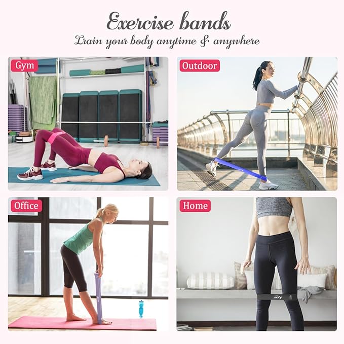 VEICK Resistance Loop Exercise Bands, Elastic Workout Bands for Men Women, Set of 5 Different Resistance Levels Stretch Band for Home Fitness Stretching Strength Training Physical Therap-FlexoryFit