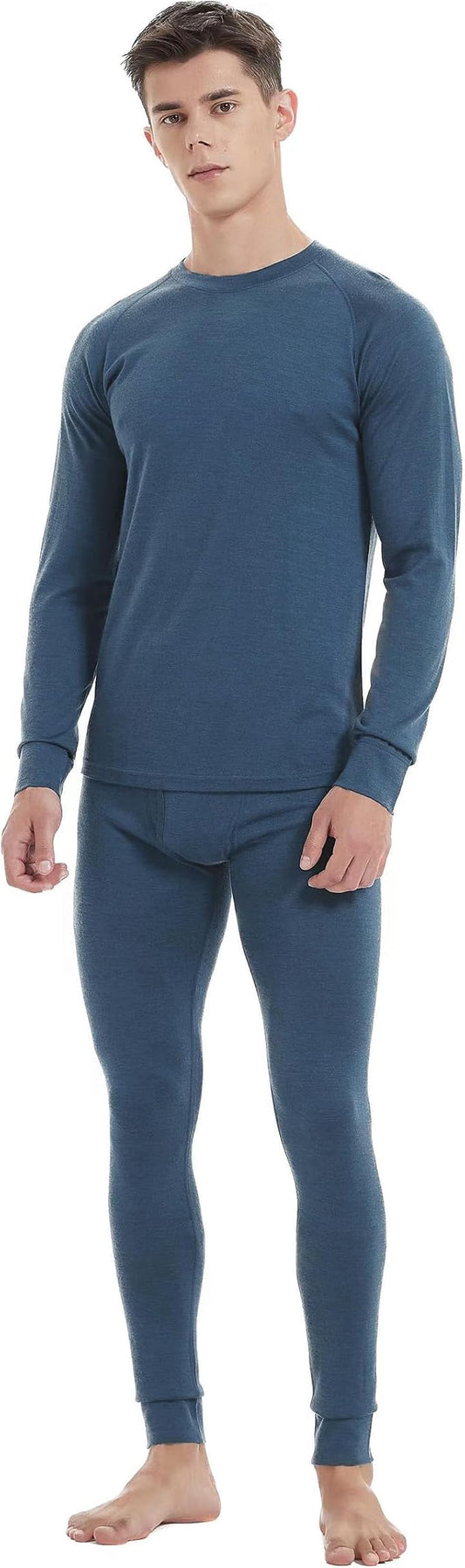 Iguana Mens 100% Merino Wool Base Layer Sets for Ski Lightweight Thermal Underwear-FlexoryFit
