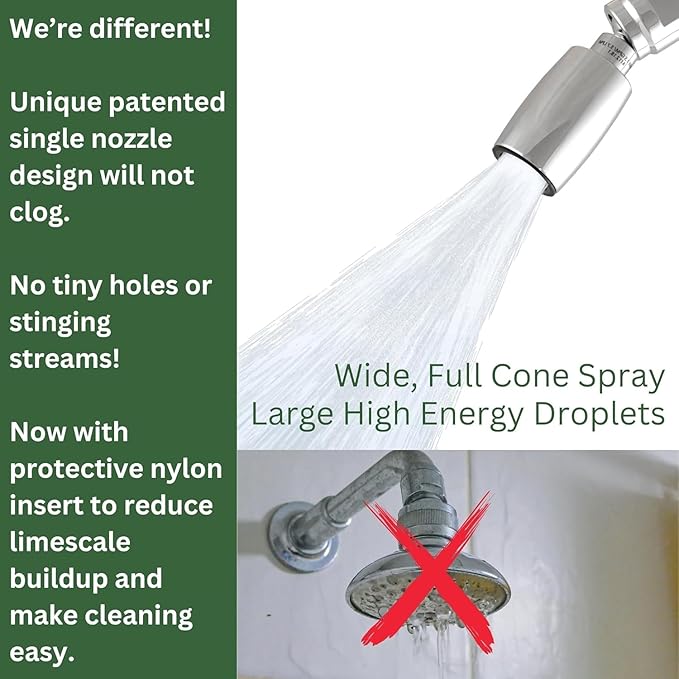 High Sierra Showerheads® - CLASSIC™ Solid Metal 1.25 GPM Award Winning, Ultra Low Flow Shower Head, Patented Nozzle Never Clogs - Polished Chrome Finish