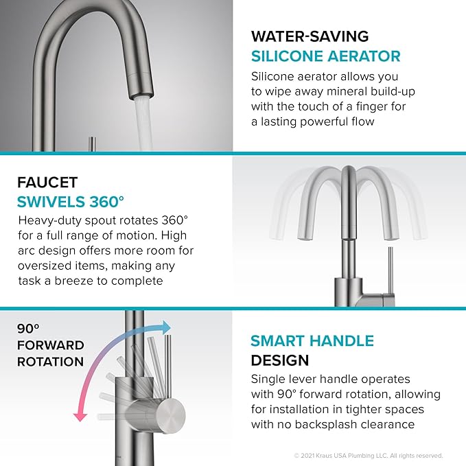 KRAUS Oletto Single Handle Kitchen Bar Faucet in Chrome Finish, KPF-2600CH