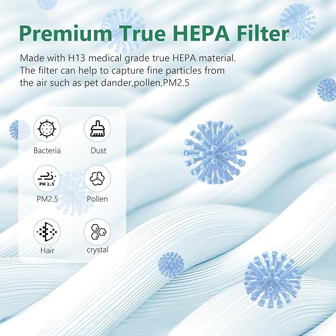 HAP603 H13 True HEPA Replacement Filter Compatible with ECOSELF HAP603 Air Cleaner Purifier, 3-in-1 Filter of HEPA and Activated Carbon Filters, 4 Packs, Blue