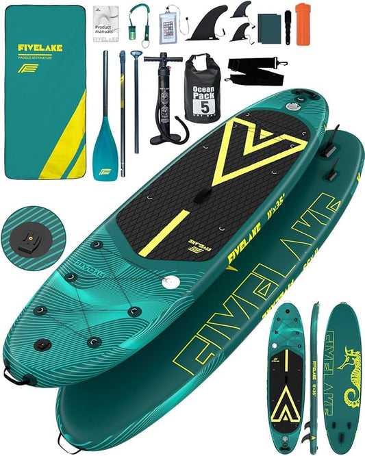 Inflatable Stand Up Paddle Board 11' x 35'' x 6'' Wide Stable Design,SUP Paddleboard Capacity 430lb for Adults Youth 120L Backpack,Carrying Strap,Double Action Pump,Waterproof Bag