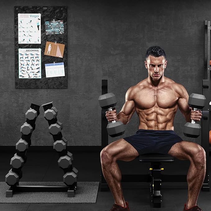 Rubber Coated Hex Dumbbell Weight Set, Multiple Sizes Exercise & Fitness Dumbbells,100LB Set,110LB Set,200LB,350LB,450LB,550LB, 35-50Lbs Pairs for Muscle Toning, Strength Building & Full Body Workout-FlexoryFit
