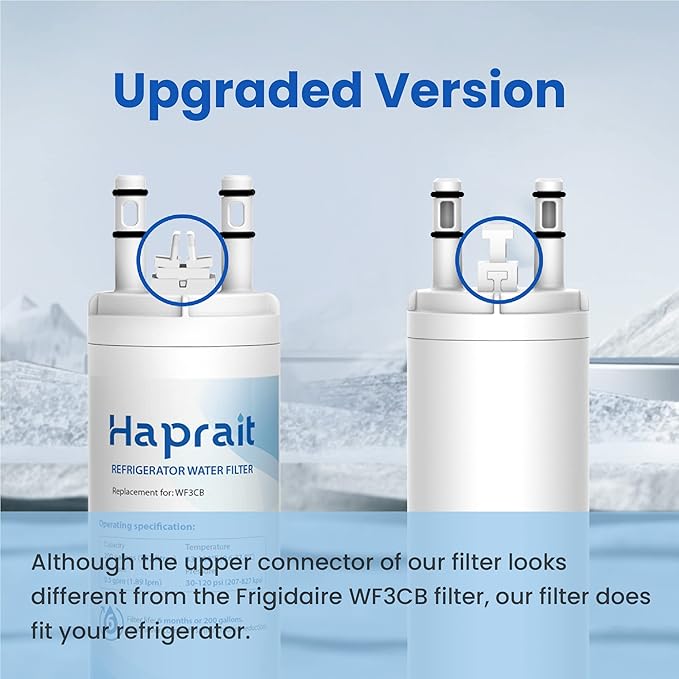 WF3CB Water Filter Replacement, HP006 Compatible with Frigidaire WF3CB, Pure Source 3, WF425, 706465, 242069601, 242086201, 242017800, Height 9 inches, 4 Count