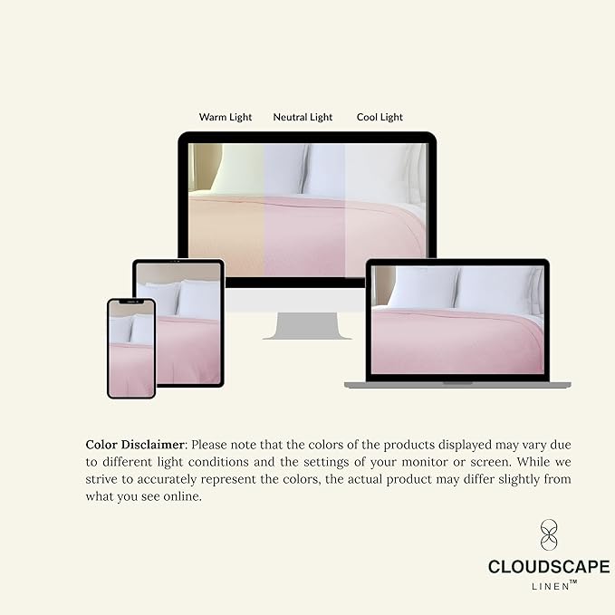 Cloud Scape Linen 100% Cotton Queen Size Blanket, Herringbone Pattern, Lightweight Summer Blanket,Best Gifts for Women, fits Full Size Bed, 92 x 92, Seashell Pink