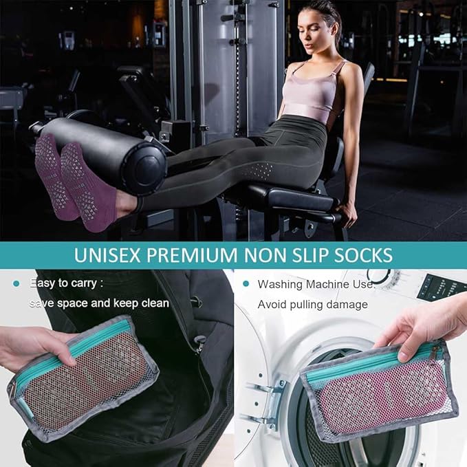Hylaea Unisex Non Slip Socks with Grip for Yoga, Hospital, Pilates, Barre | Ankle, Cushioned-FlexoryFit