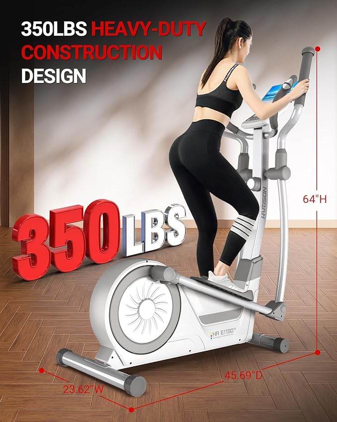 HARISON Elliptical Machine for Home 350 LBS Capacity, Magnetic Elliptical Exercise Machine with 16-Level Resistance Control, Elliptical Trainer with HARISON Bluetooth-FlexoryFit