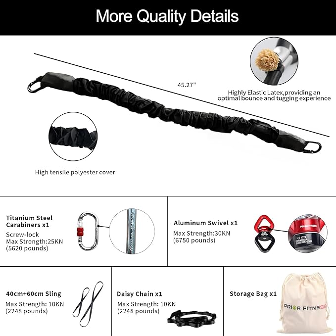 PRIOR FITNESS Bungee Fitness Set Yoga Bungee Cord Rope Resistance Air Dance Rope Exercise Fitness Home Gym Professional Training Equipment-FlexoryFit