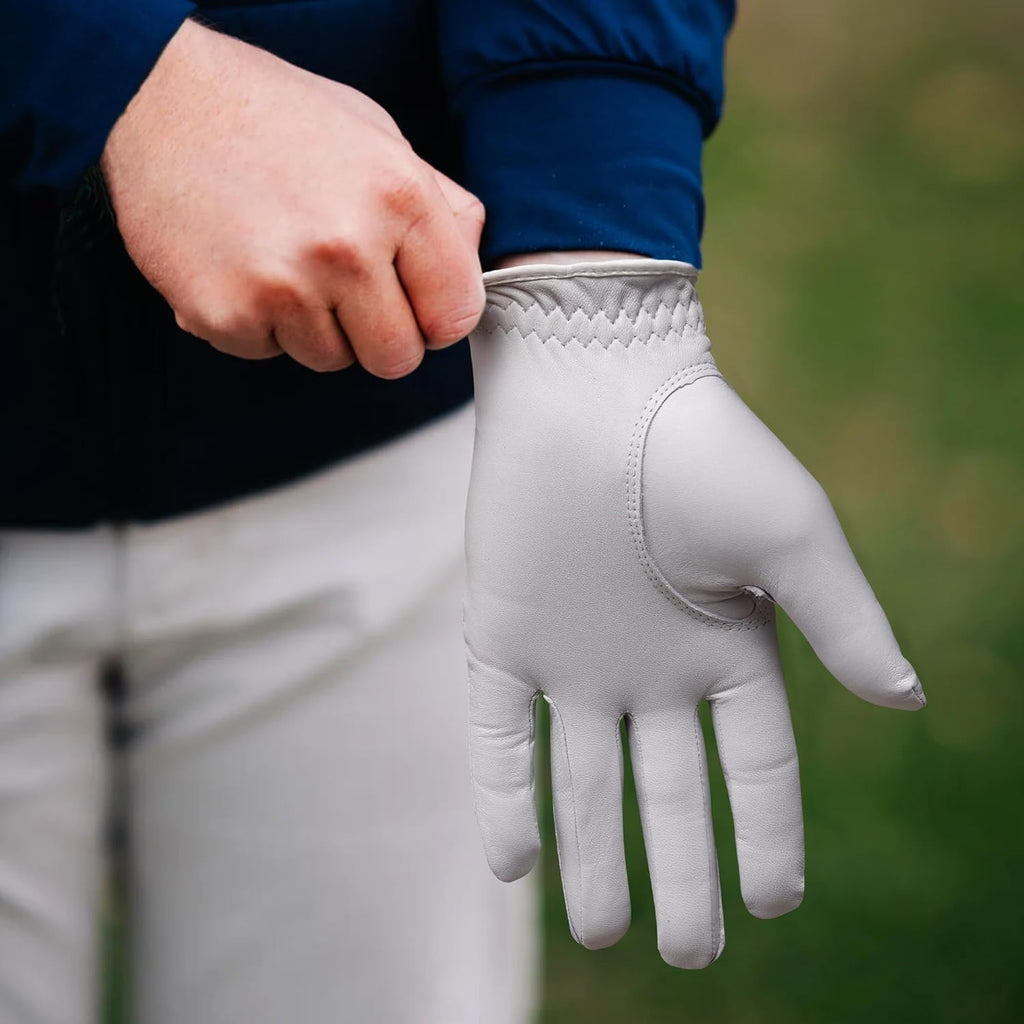KVV Cabretta Leather Golf Gloves for Men, Mens Golf Gloves Worn on Left Hand, Premium Grip, Exceptional Comfort