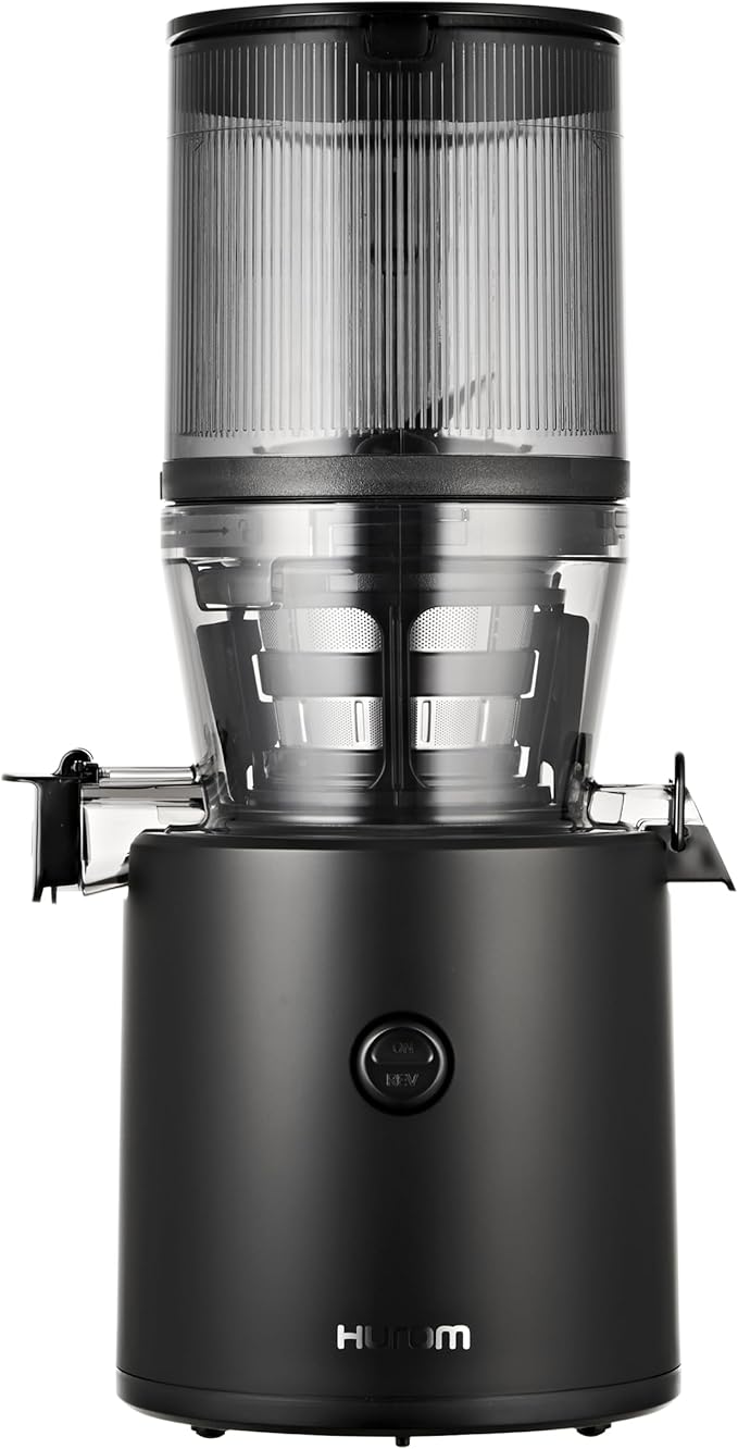 Hurom H320 Cold Press Juicer Machine, Easy to Clean Masticating Slow Juicer, Coarse Strainers, Self-Feeding, Hands Free, Family Size, Quiet Motor, Easy Assembly (Black)-FlexoryFit